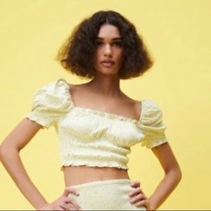 Zara Satin Yellow Crop Top Size M